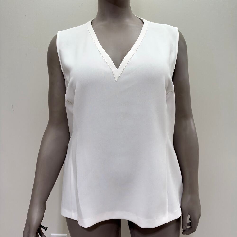 NWT Marina Rinaldi White Basic Top Blouse US 22 Minimalist Capsule Neutral